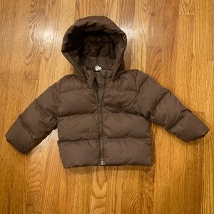 Baby H&M brown winter puffer coat 18 months detachable hood